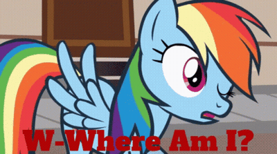 A Picture Of A Rainbow Dash With The Words W-Where Am I GIF