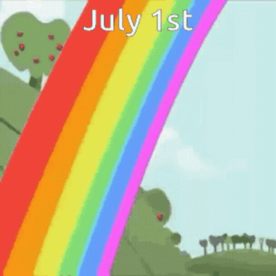 A Picture Of A Rainbow With The Date July 1St On It GIF