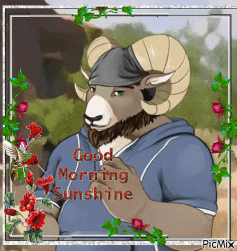 A Picture Of A Ram With The Words Good Morning Sunshine GIF