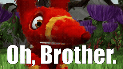 A Picture Of A Red Animal With The Words Oh Brother On It GIF