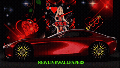 A Picture Of A Red Car With The Words Newlivewallpapers On The Bottom GIF