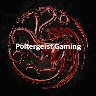 A Picture Of A Red Dragon With The Words Pottergeist Gaming Below It GIF