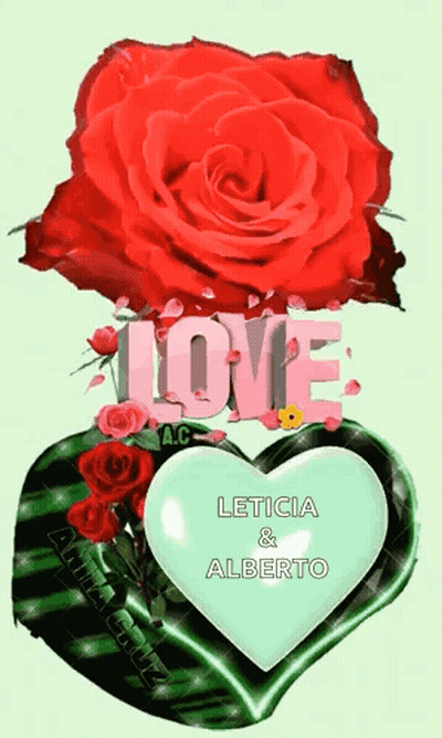 A Picture Of A Red Rose And A Green Heart With The Word Love On It GIF