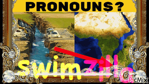 A Picture Of A River And A Map With The Words Pronouns GIF