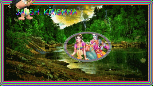 A Picture Of A River With The Words Jaish Krishna On The Bottom GIF