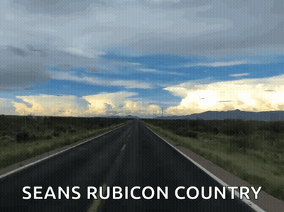 A Picture Of A Road That Says Seans Rubicon Country On The Bottom GIF