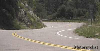 A Picture Of A Road With The Words Motorcyclist At The Bottom GIF