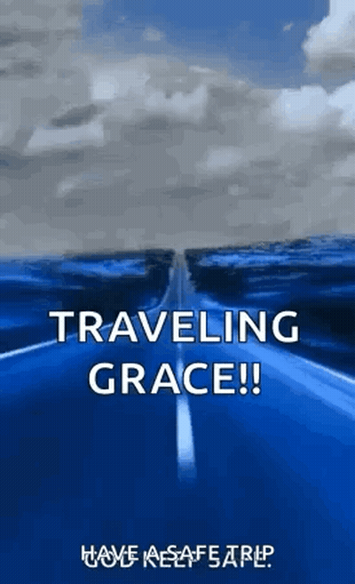 A Picture Of A Road With The Words Traveling Grace Written On It . GIF