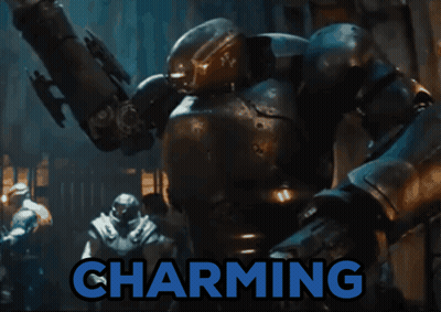 A Picture Of A Robot And The Word Charming GIF