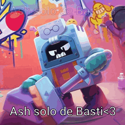A Picture Of A Robot With The Words Ash Solo De Basti < 3 At The Bottom GIF