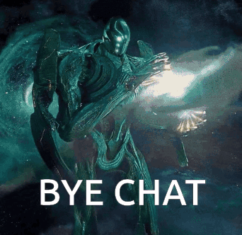 A Picture Of A Robot With The Words Bye Chat Written On It GIF