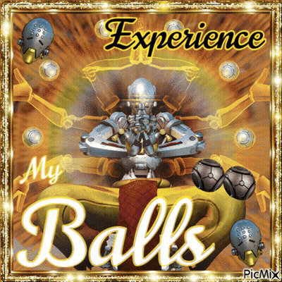 A Picture Of A Robot With The Words Experience My Balls On It GIF