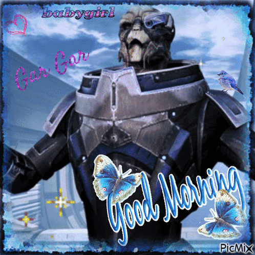 A Picture Of A Robot With The Words Good Morning Written On It GIF