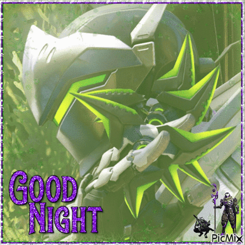 A Picture Of A Robot With The Words Good Night Written On It GIF