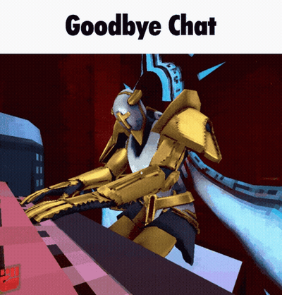 A Picture Of A Robot With The Words Goodbye Chat Above It GIF