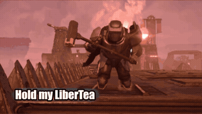 A Picture Of A Robot With The Words Hold My Libertea On It GIF