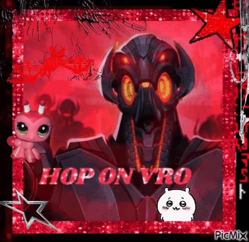 A Picture Of A Robot With The Words Hop On Vro Written On It GIF