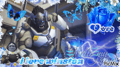 A Picture Of A Robot With The Words " I Love Winston " On It GIF