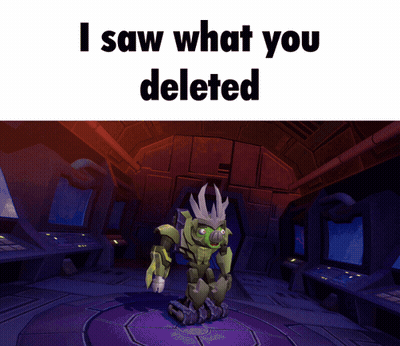 A Picture Of A Robot With The Words " I Saw What You Deleted " Below It GIF