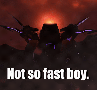 A Picture Of A Robot With The Words " Not So Fast Boy " Below It GIF