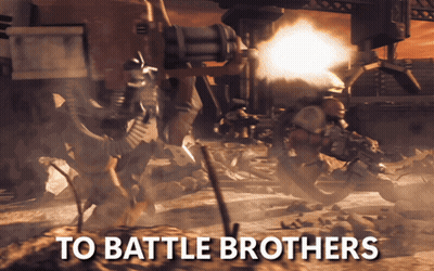 A Picture Of A Robot With The Words To Battle Brothers GIF