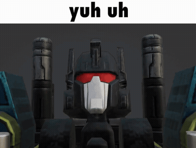 A Picture Of A Robot With The Words Yuh Uh Written Above It GIF