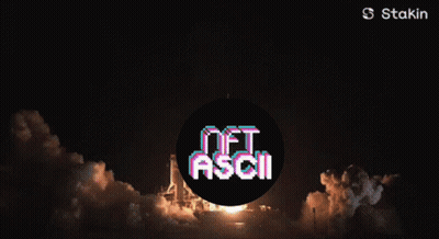 A Picture Of A Rocket Being Launched With The Words " Nft Ascii " In The Center GIF