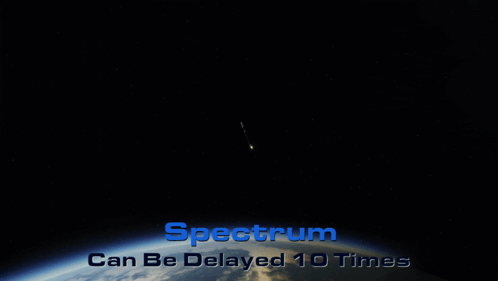 A Picture Of A Rocket Flying Over The Earth With The Words Spectrum Can Be Delayed 10 Times GIF