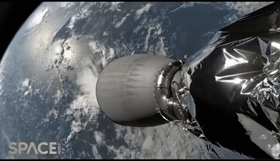 A Picture Of A Rocket In Space With The Words Space.com Below It GIF
