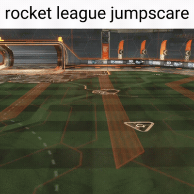 A Picture Of A Rocket League Game With The Words Rocket League Jumpscare Below It GIF