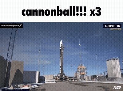 A Picture Of A Rocket With The Words Cannonball !!! X3 GIF