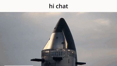 a picture of a rocket with the words hi chat on it
