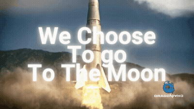 A Picture Of A Rocket With The Words We Choose To Go To The Moon Below It GIF