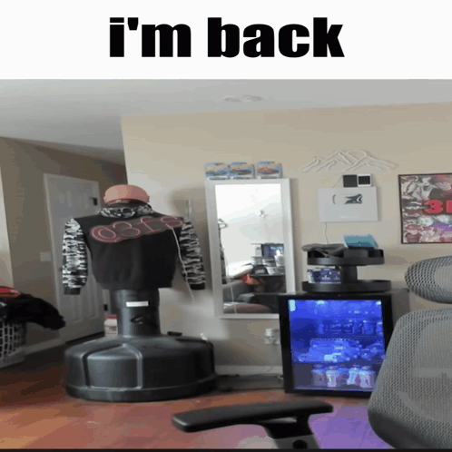 A Picture Of A Room With The Words I 'M Back On The Top GIF