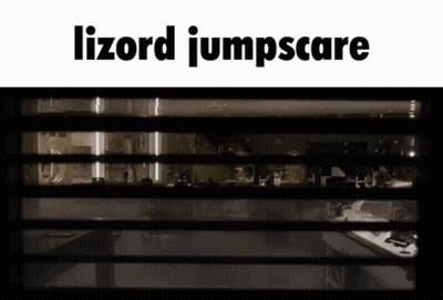 A Picture Of A Room With The Words Lizard Jumpscare Above It GIF