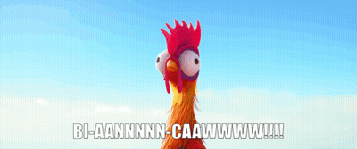 A Picture Of A Rooster With The Words Bi-Aannnn-Caawwwww !!! Below It GIF