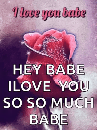 A Picture Of A Rose With The Words I Love You Babe GIF