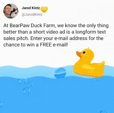 A Picture Of A Rubber Duck In The Water With A Tweet From Jarod Kitz GIF