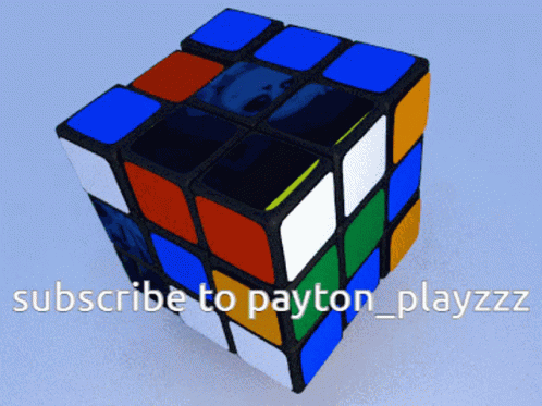 A Picture Of A Rubik 'S Cube With The Words Subscribe To Payton_playzzz On The Bottom GIF