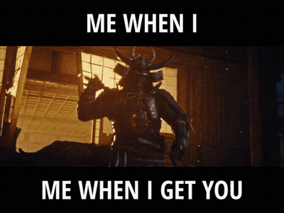 A Picture Of A Samurai With The Words Me When I Me When I Get You Below It GIF
