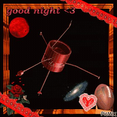 A Picture Of A Satellite In Space With The Words Good Night < 3 GIF