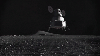 A Picture Of A Satellite On The Moon That Says Touchdown GIF