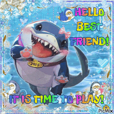 A Picture Of A Shark Says Hello Best Friend GIF