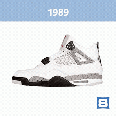 A Picture Of A Shoe With The Year 1989 On The Top GIF