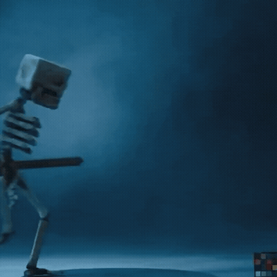 A Picture Of A Skeleton Holding A Sword With The Words Get On Below It GIF