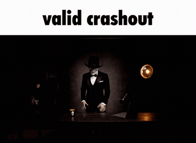 A Picture Of A Skeleton In A Tuxedo And Top Hat With The Words Valid Crashout Below It GIF