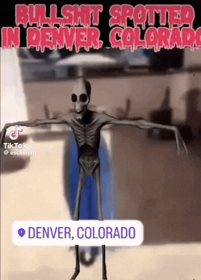 A Picture Of A Skeleton With The Words Bullshit Spotted In Denver Colorado Above It GIF