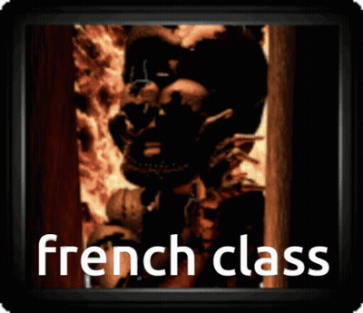 A Picture Of A Skeleton With The Words French Class On The Bottom GIF