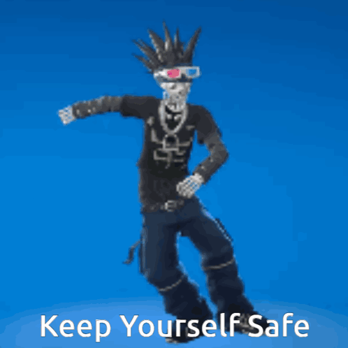 A Picture Of A Skeleton With The Words Keep Yourself Safe Below It GIF