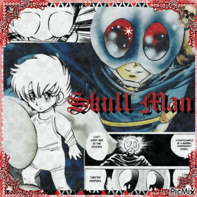 A Picture Of A Skull Man With A Skull In The Corner GIF